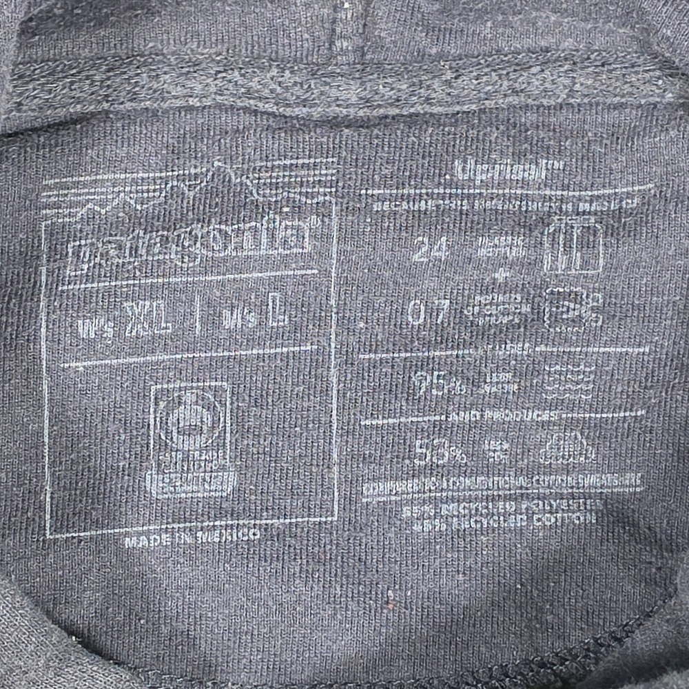 Patagonia Mens L Uprisal Hoodie Navy Blue Fitz Roy Logo Pullover Sweatshirt - Picture 3 of 6